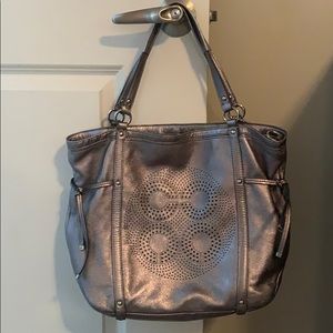 Coach purse. Metallic silver/grey.